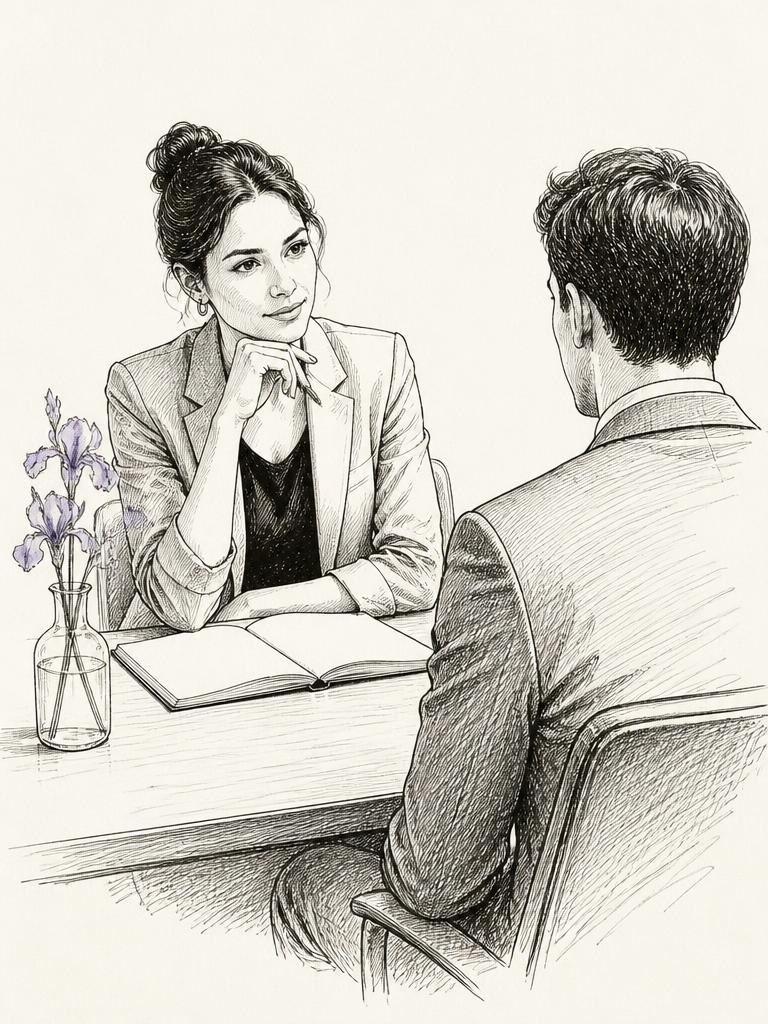 Recruiter interviewing a candidate in a modern office