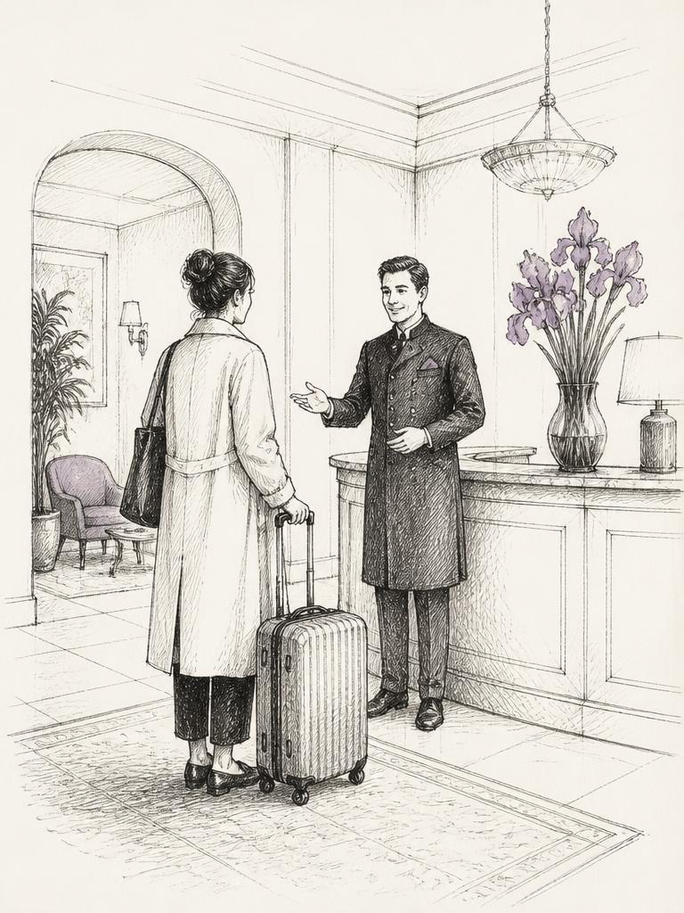 Concierge greeting a guest at a boutique hotel